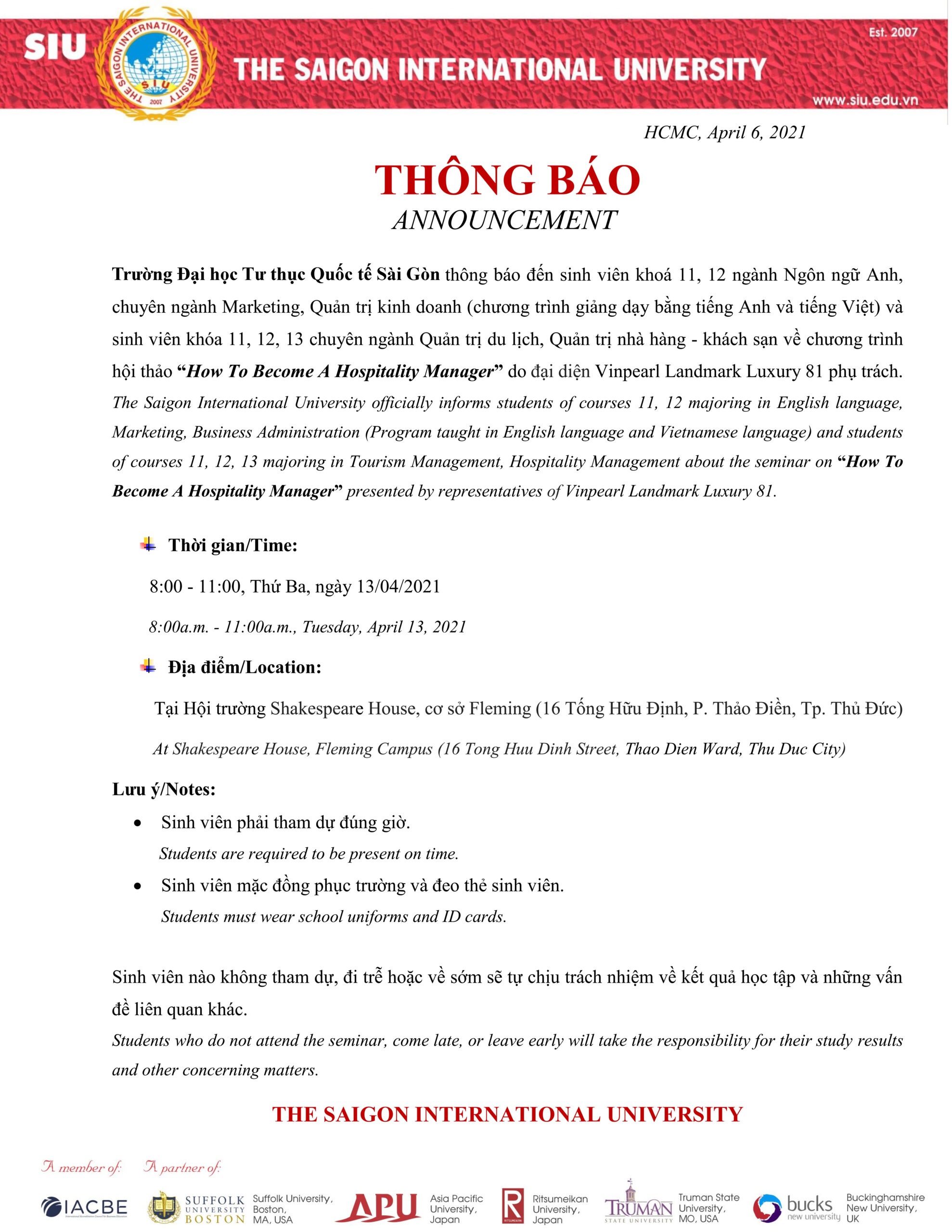Hội thảo “How To Become A Hospitality Manager”