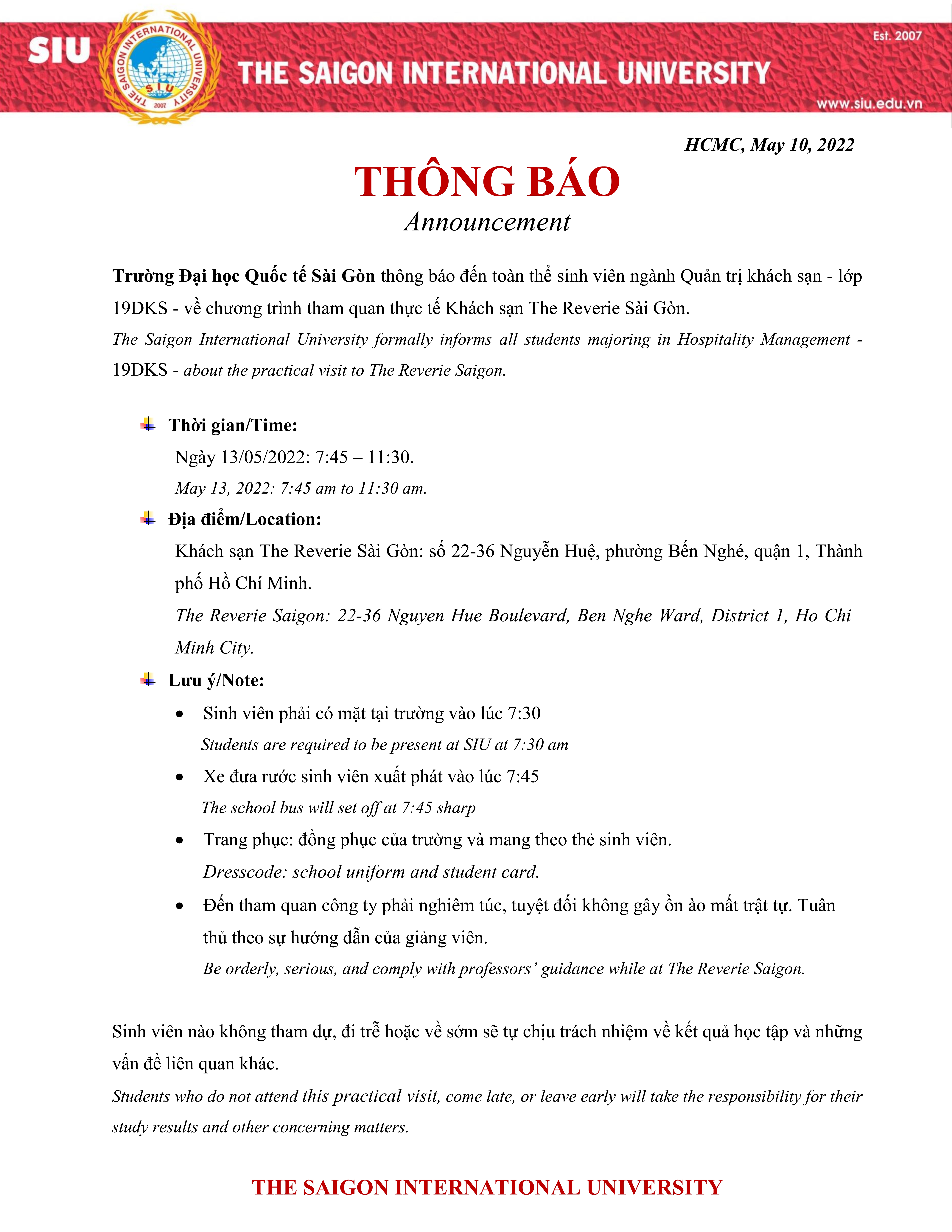 Tham quan thực tế Khách sạn The Reverie Sài Gòn 13-5-2022