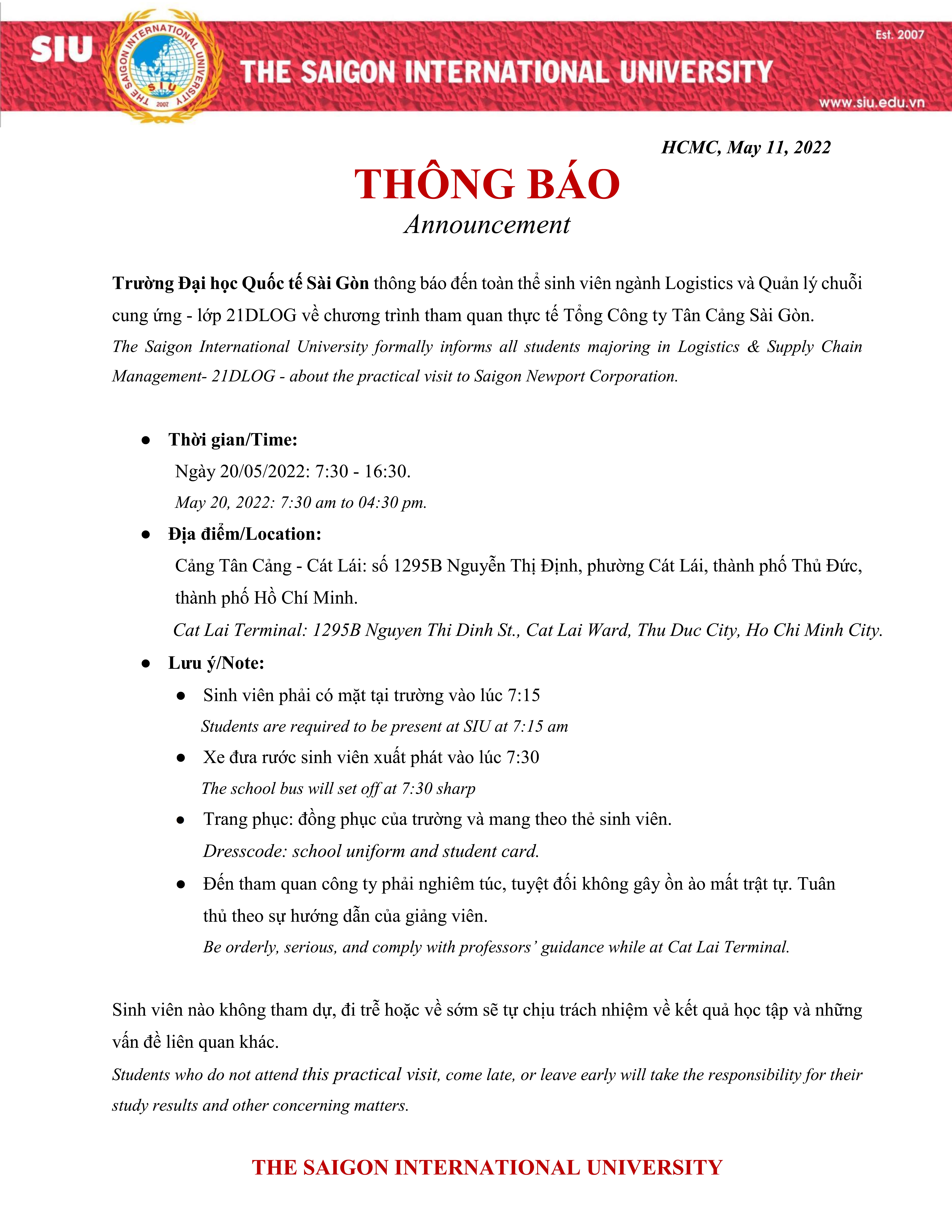 Tham quan thực tế Tổng Công ty Tân Cảng Sài Gòn 20-05-2022